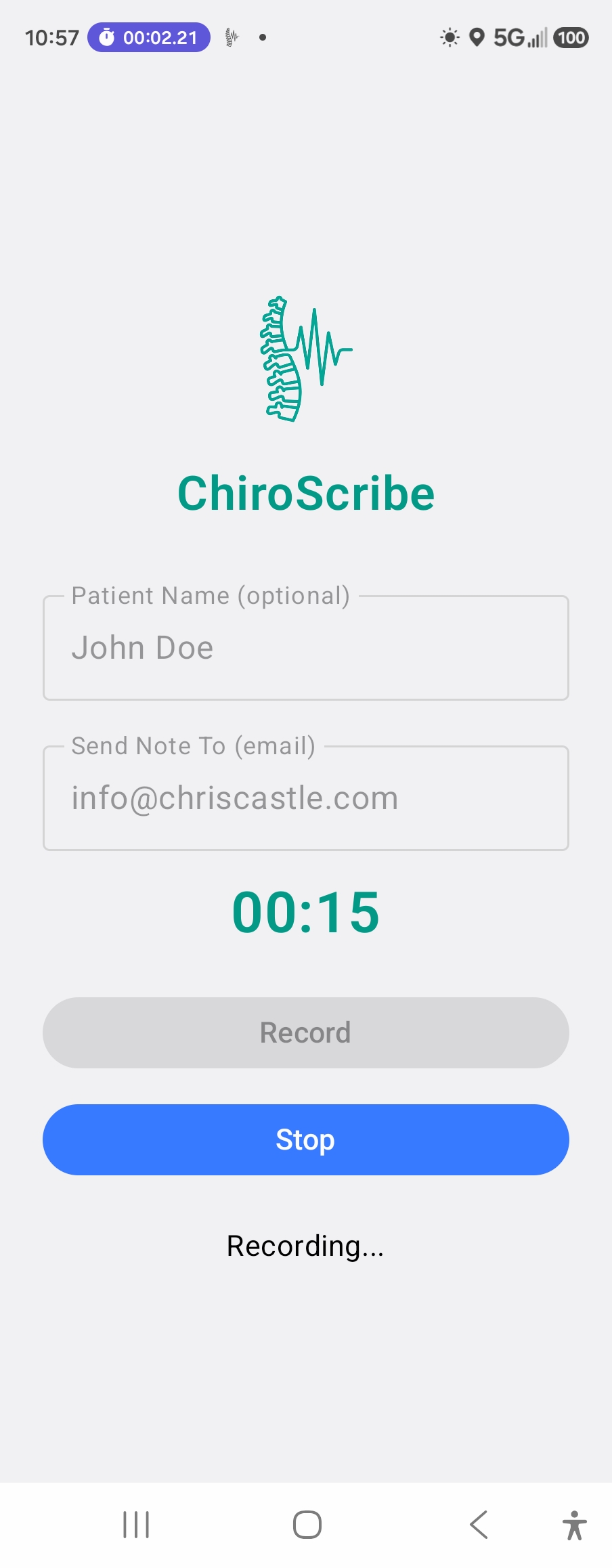 Record screen with timer